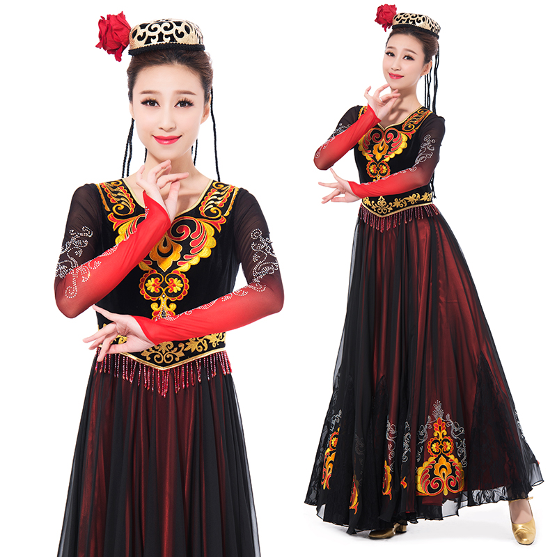 新款新疆舞服装维吾尔族舞蹈演出服装成人女现代民族风舞服装定制