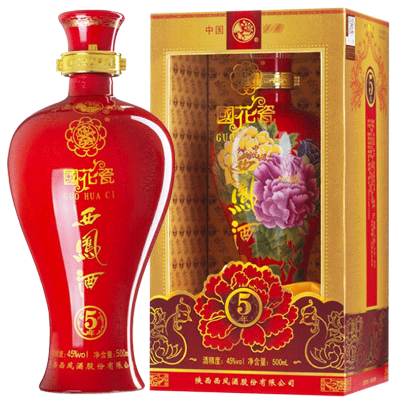 00天猫新品西凤酒白酒整箱国花瓷30年52度500ml*4瓶 凤香型高度西风