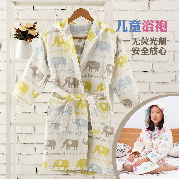 包邮纯棉六层纱布儿童连帽浴衣浴袍 无荧光剂 柔软吸水家居服|msdalam kategori rumah harian, tuala/tuala mandi/jubah mandi, skirt mandi/jubah mandi/jubah mandi - dari Buy2taobao.com untuk memberikan perkhidmatan ejen Taobao profesional membeli