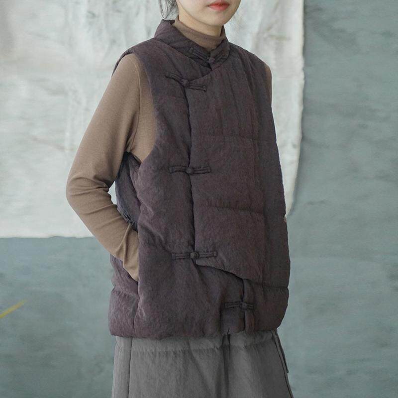 新中式国风铜氨绒立领压条夹棉马甲复古汉服斜襟加厚马甲m21412