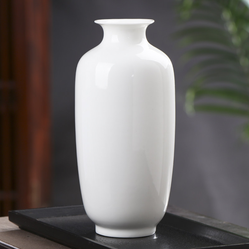 景德镇陶瓷器白色小花瓶摆件客厅插花简约家居装饰品茶道禅意花器
