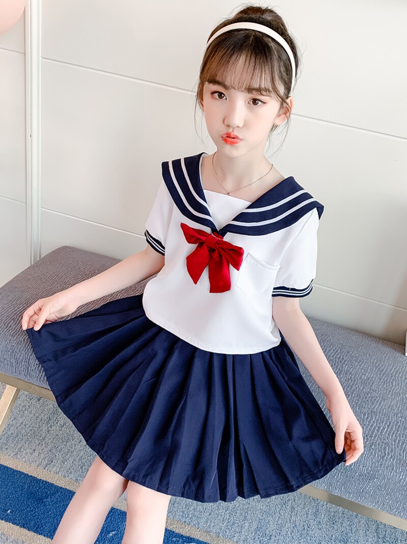 套装裙正版2021中大童儿童裙水手两件套夏装jk女童制服新款学院风
