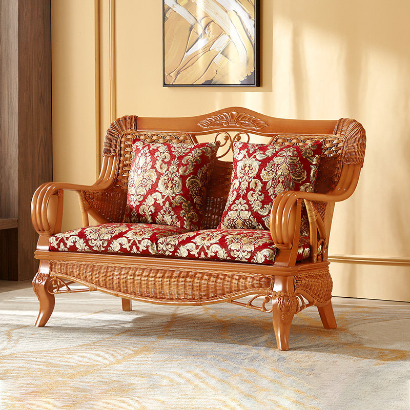 家用天然真藤编沙发茶几组合客厅藤艺藤椅藤制家具滕椅藤条靠背椅