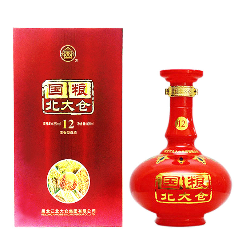 北大仓白酒 红国粮12年 浓香型42度500毫升包邮 黑龙江北大荒粮食已售
