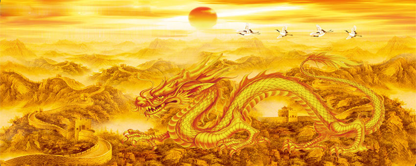 万里长城飞龙在天风水挂像招财国画风景画瓷砖背景墙装饰画瓷砖背景墙