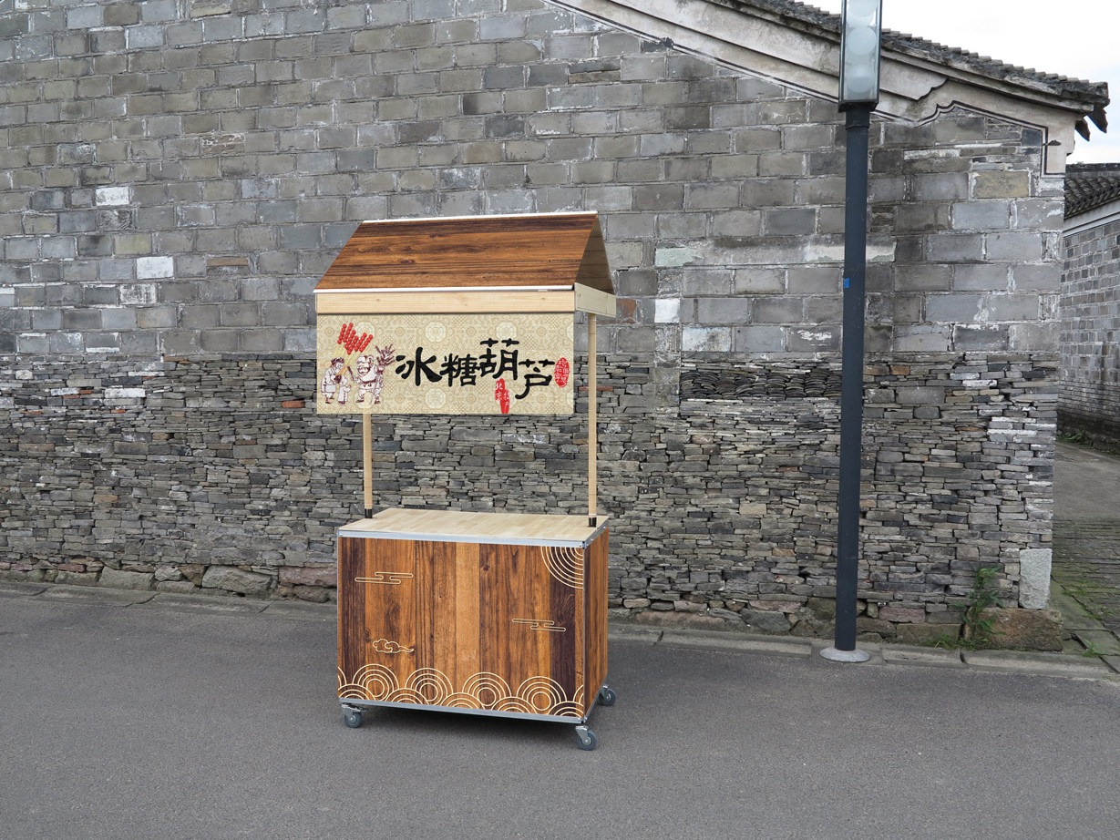 流动小吃车冰糖葫芦商场仿古手推早餐摆摊促销奶茶展示移动摊位优惠券