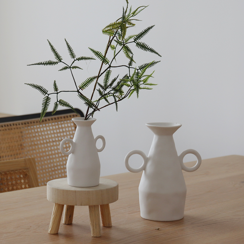 WULIHOME侘寂风白色花瓶现代简约桌面摆件家居民宿样板房软装饰品