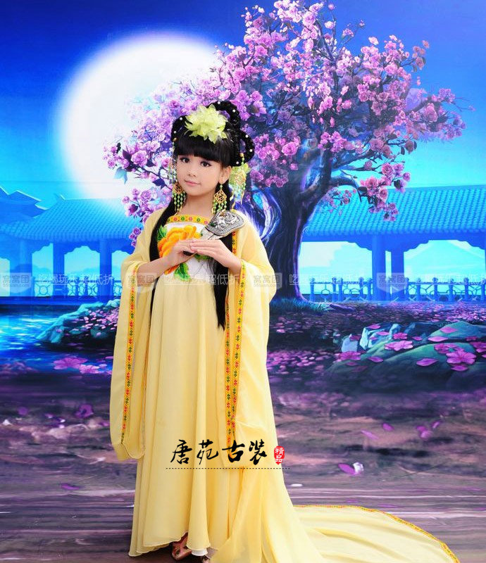 cos摄影_儿童贵妃拖尾古装仙女小贵妃唐朝公主汉服古筝舞蹈cos摄影