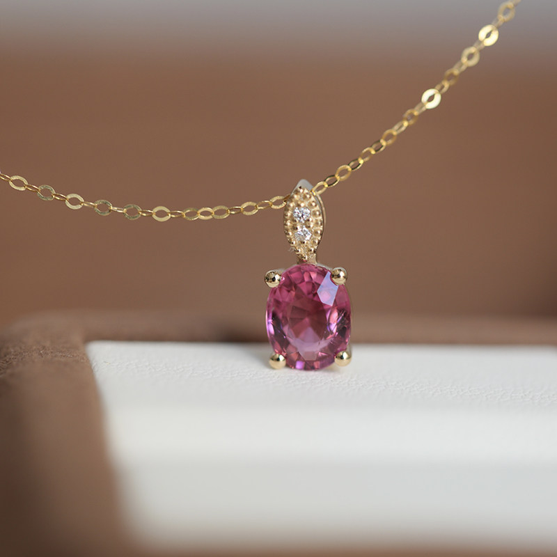 若华珠宝虹心刻面水滴红宝石吊坠女黄金海水海水珍珠项链定制颈饰