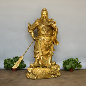 特大号纯铜义薄云天闭眼关公铜像关二爷神像全铜佛像摆件80cm1米