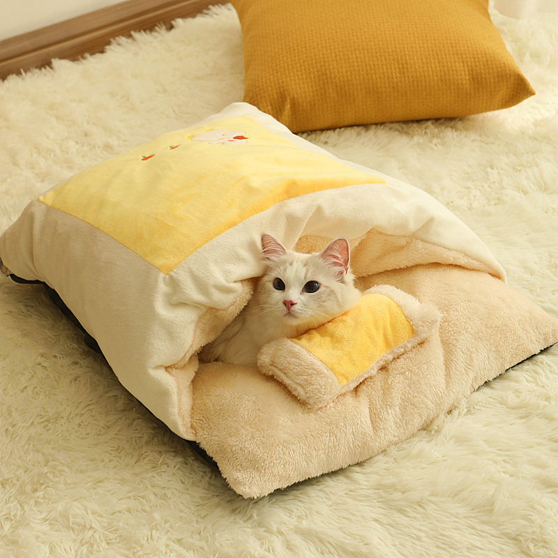 猫窝冬季保暖加厚冬天猫床可拆洗封闭式睡觉的窝猫咪用品被子睡袋