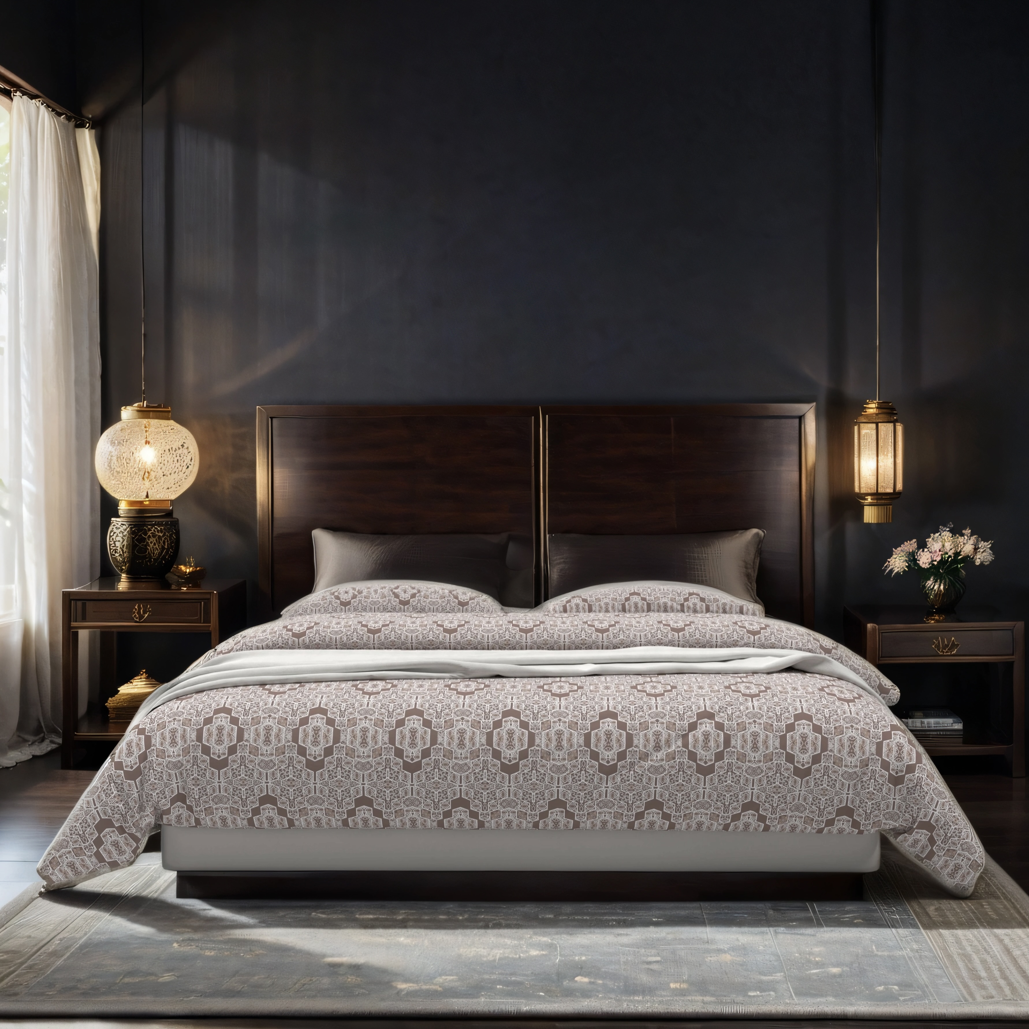 汉尚家居 中国风青铜纹原创印花床上用品三件套多件套床品套件