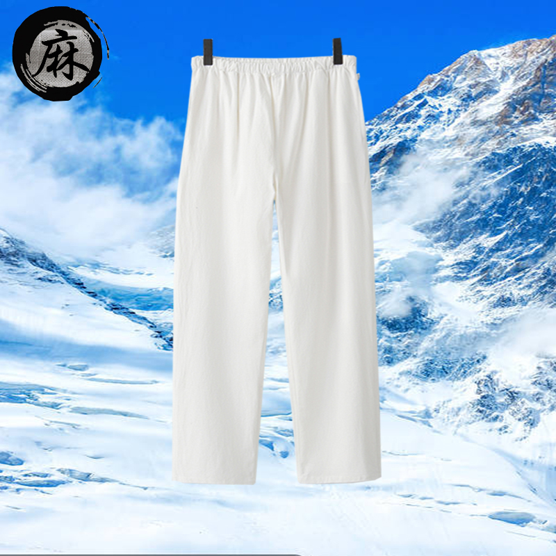Cotton and hemp summer Tang costume trousers Middle and old age father Flax Hanfu Large Paige Elastic Drawstring Pantsin the Men's clothing, National costume category - from Buy2taobao.com to provide professional Taobao agent buy service