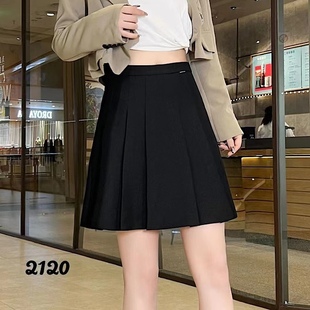 韩版短款西装半身裙2120百褶A字防走光气质小个子女修身2023秋季