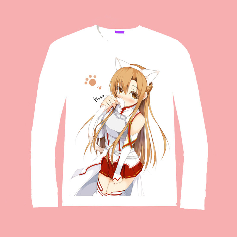 刀剑神域 精灵亚丝娜 动漫t恤 男女装 长袖衣服 新品 可来图定做