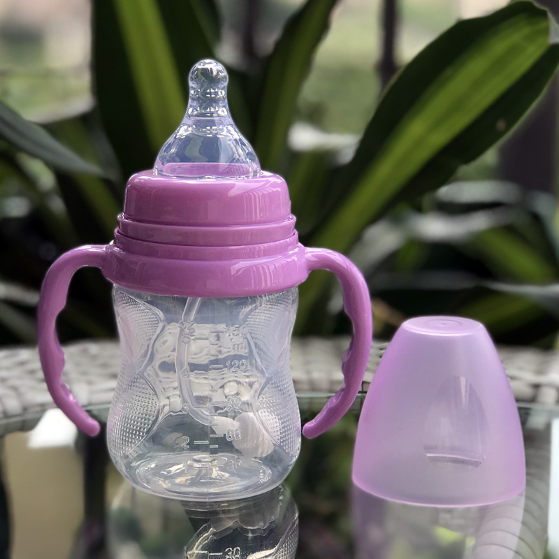 宽口径塑料pp奶瓶宝宝婴儿学饮杯喝水杯吸管杯带手柄奶嘴耐摔包邮