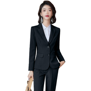 正装女套装气质西服黑色职业装秋冬大学生公务员面试服装职业西装