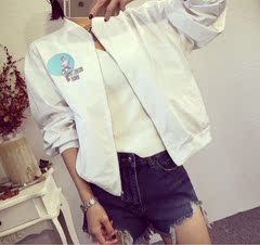 2016年秋新款韩版显瘦短外套刺绣拉链宽松棒球服女开衫夹克