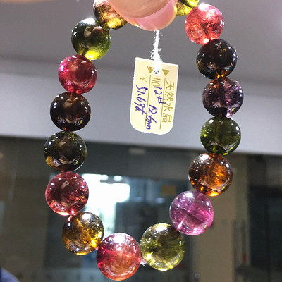 天然碧玺手链 碧玺手链 暗碧玺 单色碧玺 彩色碧玺 暗碧玺手链