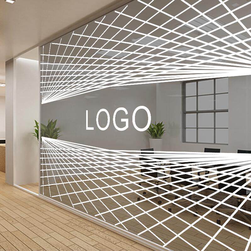 办公室玻璃贴纸定制透明uv科技防撞磨砂贴膜推拉隔断玻璃装饰