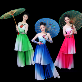 古典舞茉莉花扇子舞演出服民族舞蹈服装广场舞秧歌服古典舞演出服