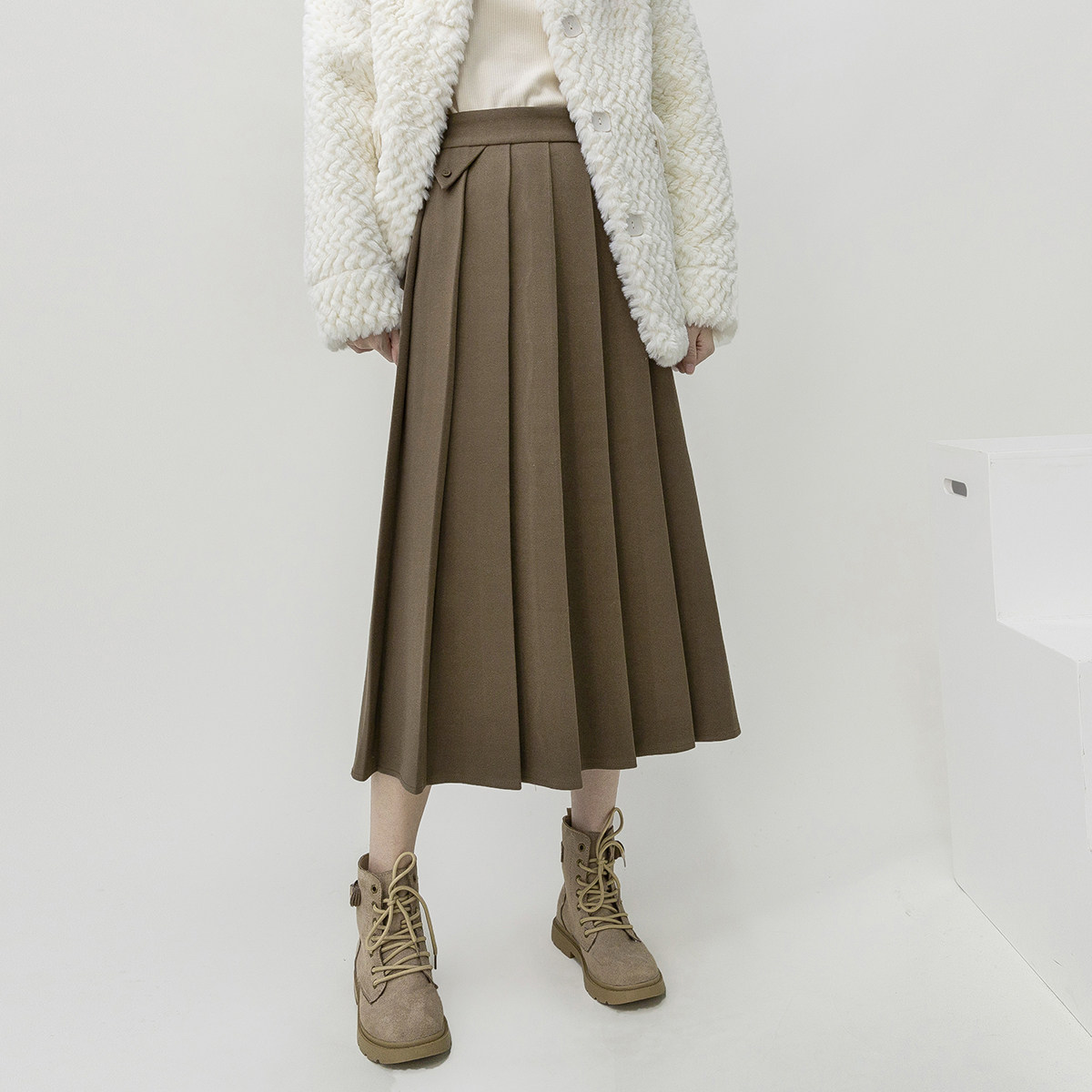 冬季毛呢百褶裙