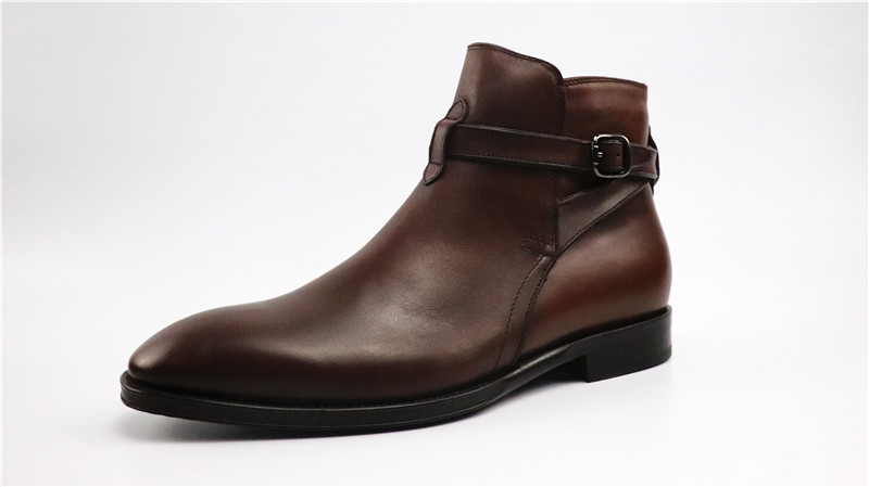 意大利进口ferre费雷头层牛皮手工缝制牛皮底高帮商务男靴男皮鞋