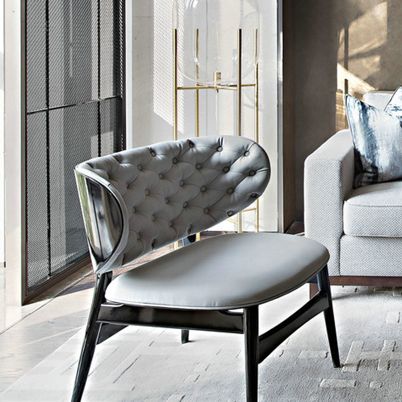 baxter单椅客厅新中式单人椅现代简约实木椅皮设计师轻奢沙发椅子