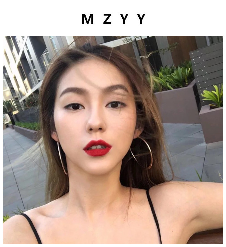 MZYY  925银针欧美冷淡风刘雯水原希子Kiko同款大圈圈圆耳环 包邮