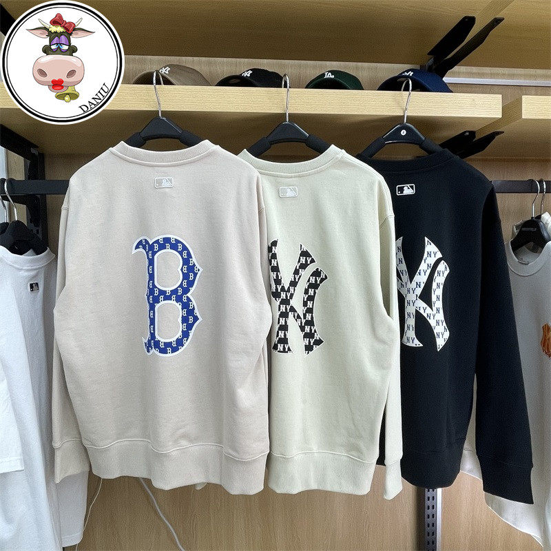 大牛韩代mlb男女卫衣23新款ny后背大标老花满标套头衫潮3amtm0831