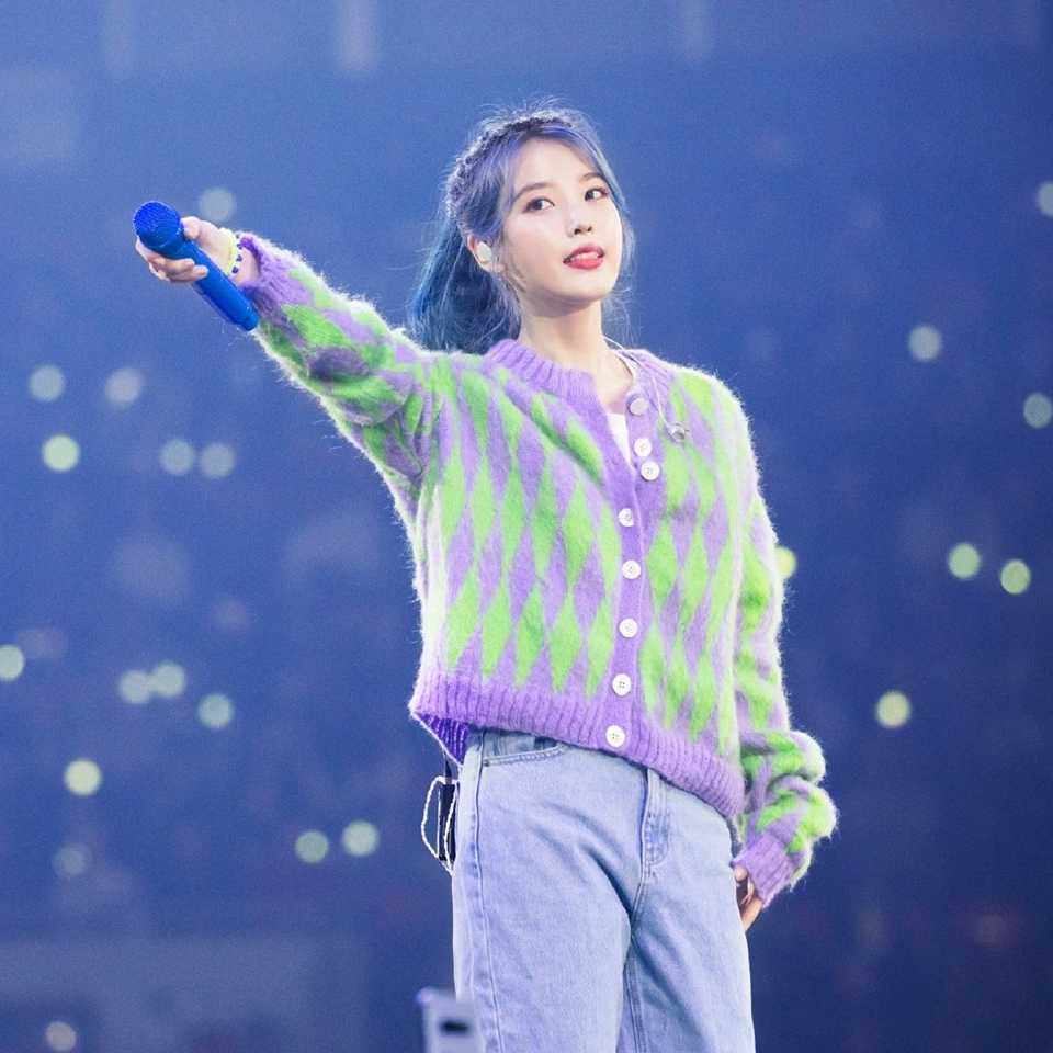 6641#iu李智恩同款马海毛菱格开衫外套女针织上衣韩版慵懒风毛衣