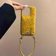 适用苹果16promax手机壳2025新款蛇年iPhone16皮质黄色碎花15秋冬防摔14高级感轻奢13超火带挂绳女硅胶保护套