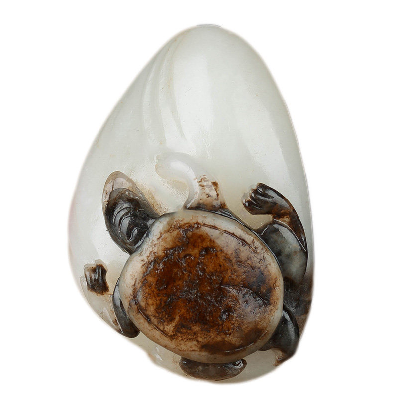 中国青年玉雕艺术家贺西晓作品 和田玉乌龟挂件 富贵长寿