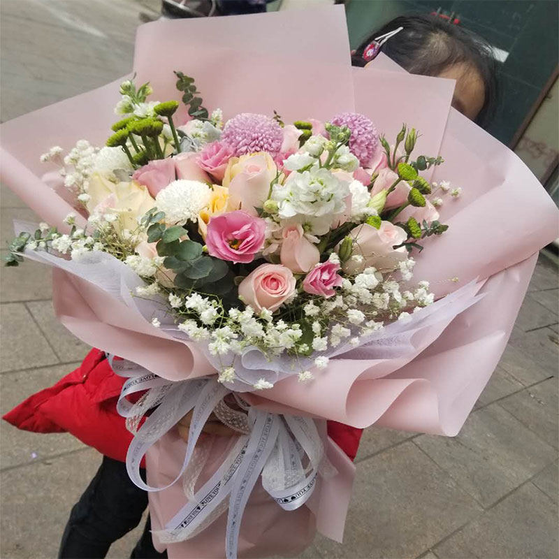 韩式鲜花玫瑰花束礼盒真花送女友情人节生日礼物成都同城花店配送