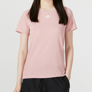 Adidas阿迪达斯冰风短袖女夏季2024新款粉色运动服休闲体恤HC0576