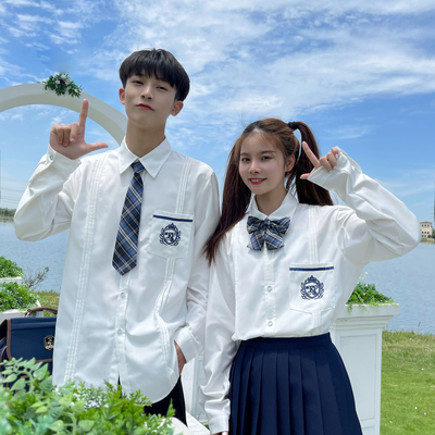 c316 cs672 p68送领带秋装绣花jkdk制服班服学院风情侣装大码-网商园