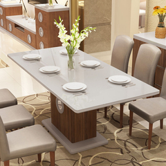 餐桌饭桌 现代简约 钢化玻璃烤漆餐台 饭桌带储物 一桌6椅