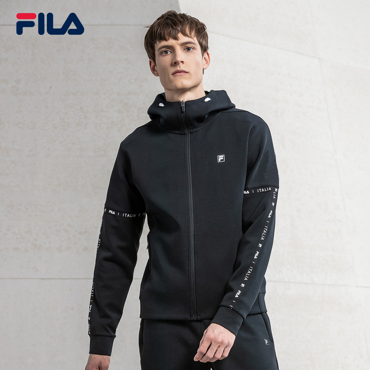 fila斐乐男子梭织外套2020春季新款休闲运动外套男连帽上衣男潮
