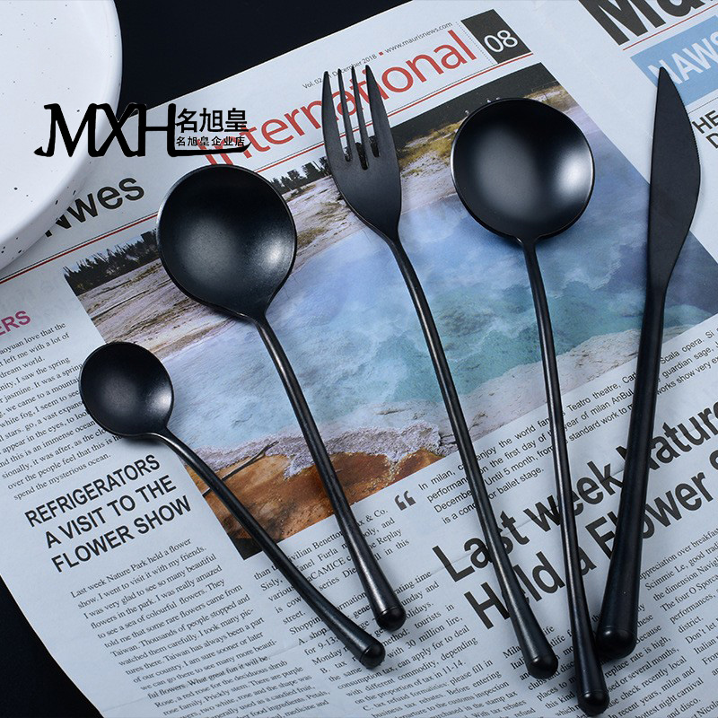 MXH复古家用304不锈钢牛排刀叉勺甜品点心叉搅拌汤勺西餐餐具套装