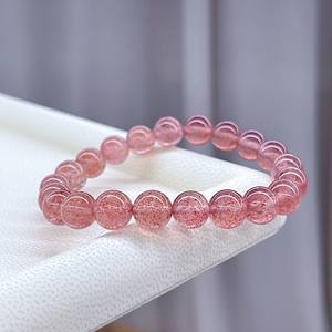 天然水晶粉手串冰种粉水晶手链图片