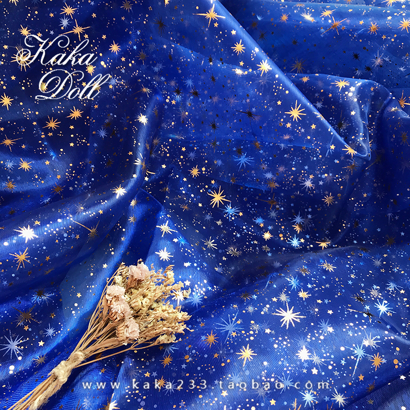 深色宝蓝烫金星星布料 万圣节 迪士尼魔法斗篷 手工diy娃娃衣服在类目 居家布艺, 布料/面料/手工diy布料面料中 - 来自Buy2taobao.com提供专业的淘宝代购服务