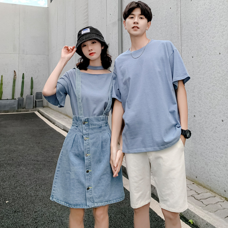 法式情侣服夏装套装