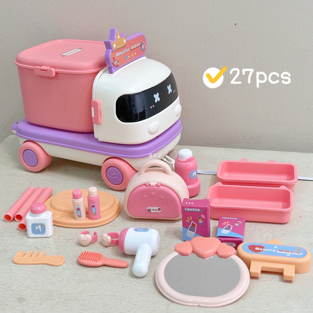 新款儿童过家家多功能化妆收纳牵引车玩具益智互动女孩3生日礼物9