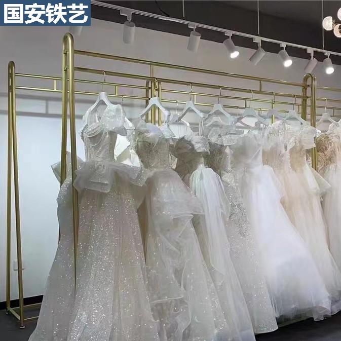 金色婚纱架落地式加厚礼服旗袍展示架影楼专用挂衣架婚纱店落地架