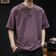 美式圆领短袖t恤男士衣服夏季潮流2025新款大码潮牌重磅男装体恤