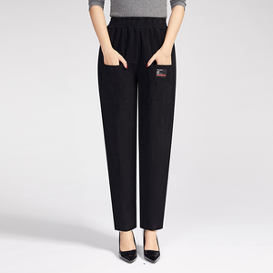 中老年女裤春秋厚款妈妈装气质哈伦裤高腰松紧宽松大码休闲裤长裤