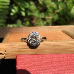 au750钻石戒指18k白金镶嵌制作1克拉莫桑宝石戒指可以定制首饰