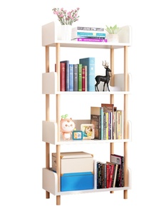 简易书架多层置物架落地实木家用儿童小型书柜桌边多层客厅靠墙