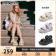 Skechers斯凯奇外穿女鞋凉拖鞋2025新款夏厚底增高休闲凉鞋沙滩鞋