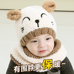 新生儿婴儿帽子秋冬季0-3-6-12个月女宝宝毛线帽男小孩女童帽冬天